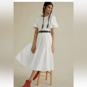 Anthropologie Eri + Ali Corset-Seamed Midi Dress Size 4 White NWT